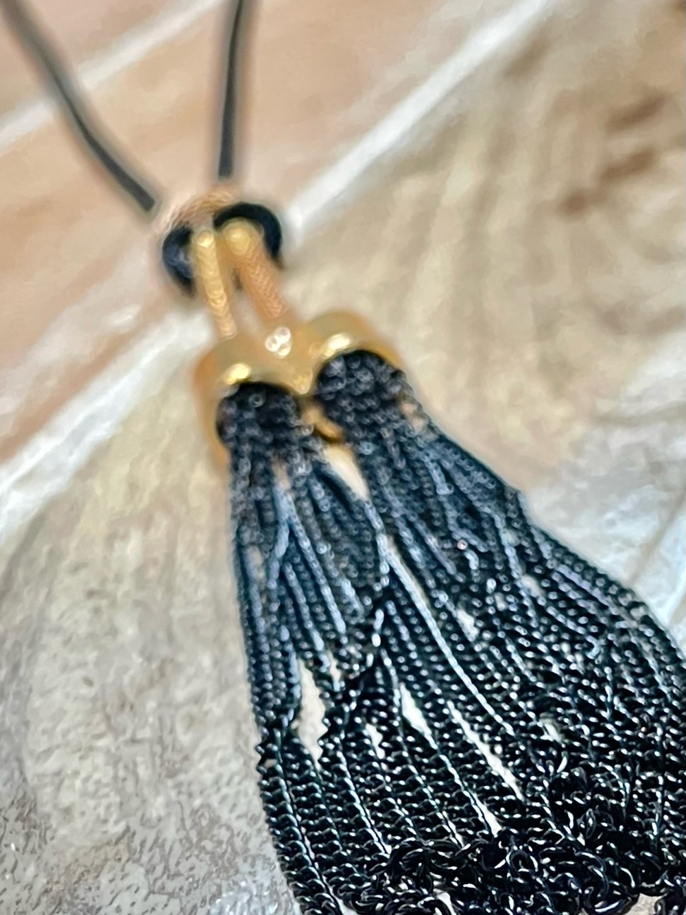 Beautiful Long Black and Gold Layered Tassel Sweater Necklace Women’s Jewelry